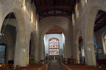 The church interior looking east on Christmas Eve 2010